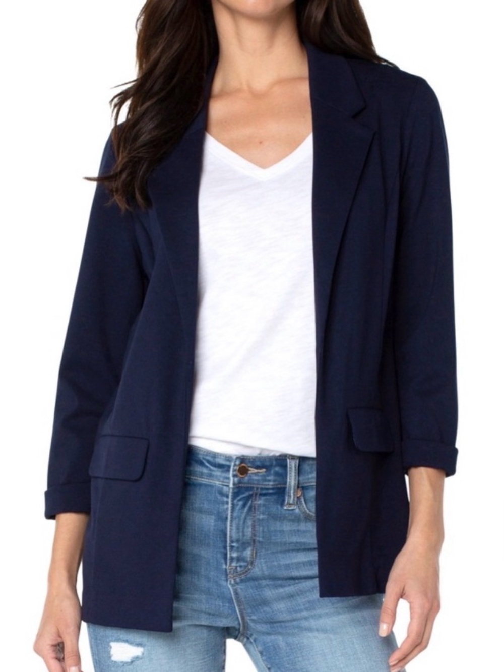 Liverpool Classic Navy boyfriend blazer relaxed fit size small NWT